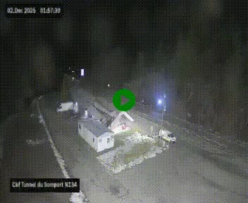 Webcam à l'entrée du tunnel du Somport, côté français, sur la N134, dans les Pyrénées, en direction de l'Espagne, à 1116 mètres d'altitude