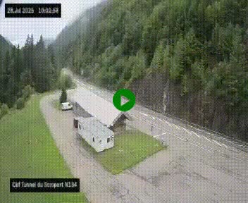 Webcam à l'entrée du tunnel du Somport, côté français, sur la N134, dans les Pyrénées, en direction de l'Espagne, à 1116 mètres d'altitude
