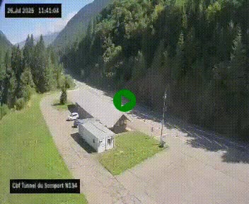 Webcam à l'entrée du tunnel du Somport, côté français, sur la N134, dans les Pyrénées, en direction de l'Espagne, à 1116 mètres d'altitude