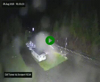Webcam à l'entrée du tunnel du Somport, côté français, sur la N134, dans les Pyrénées, en direction de l'Espagne, à 1116 mètres d'altitude