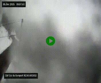 Webcam au col du Somport, côté français, sur la N134, dans les Pyrénées, en direction de l'Espagne, à 1632 mètres d'altitude