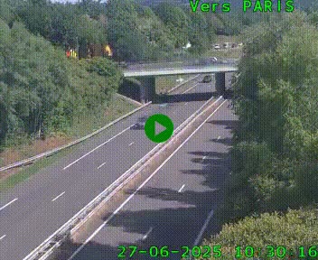 Caméra routière sur l'autoroute A20 au nord de Limoges, à la jonction avec la N520. Vue orientée vers Paris