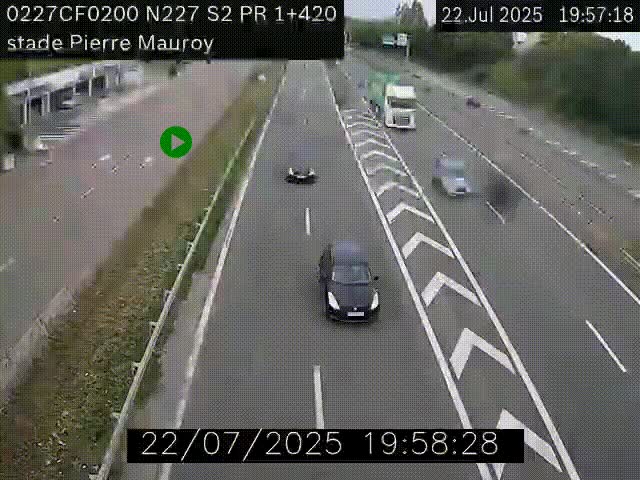 Webcam à hauteur du Stade Pierre Mauroy à Villeneuve d'Ascq sur la N227. Vue orientée vers Mons-en-Baroeul