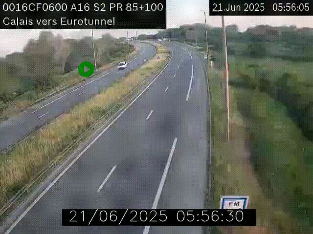 Webcam A16 à Calais en direction du Tunnel sous la Manche (Eurotunnel)