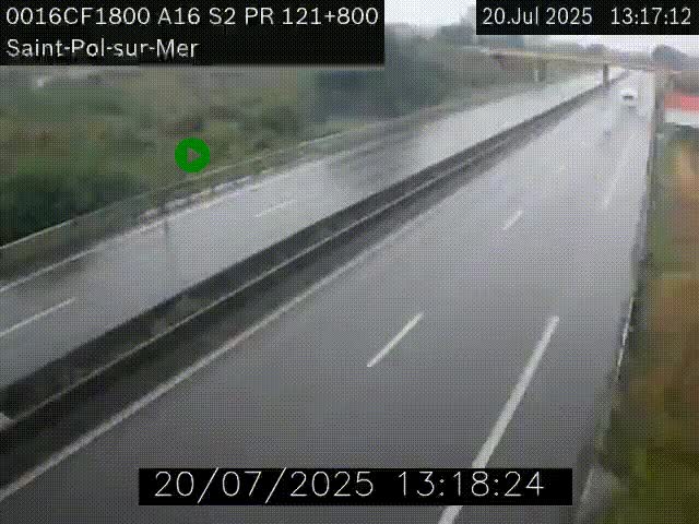 Webcam autoroute A16 à proximité de Dunkerque, à hauteur de la sortie Saint-Pol-sur-Mer. Vue orientée vers Calais