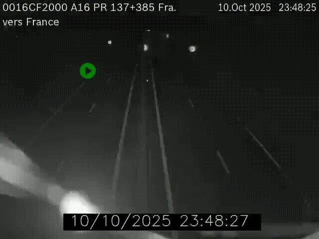 Webcam à la frontière franco-belge au niveau de Bray-Dunes/De-Panne sur l'autoroute A16. Vue orientée vers Calais