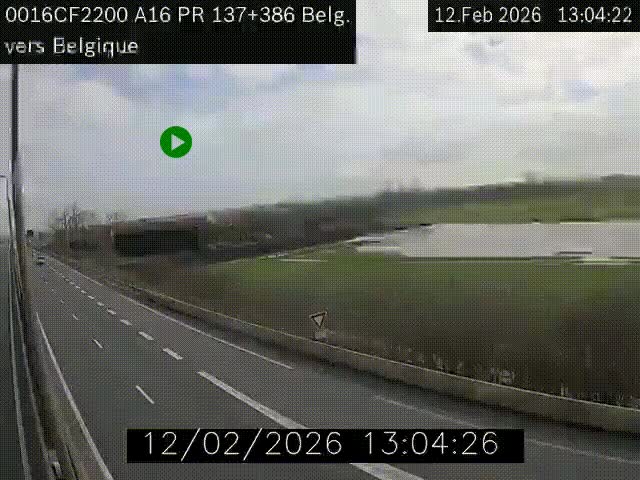 Webcam à la frontière franco-belge au niveau de Bray-Dunes/De-Panne sur l'autoroute A16. Vue orientée vers la Belgique