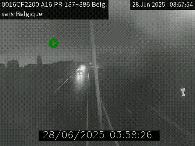 Webcam à la frontière franco-belge au niveau de Bray-Dunes/De-Panne sur l'autoroute A16. Vue orientée vers la Belgique
