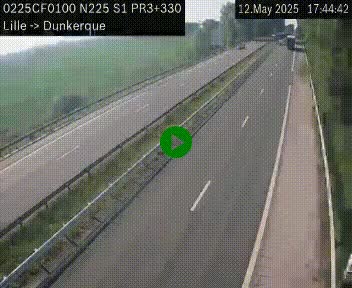 Webcam autoroute A25 (N225) à hauteur de Bergues (Bierne). Vue orientée vers Dunkerque.