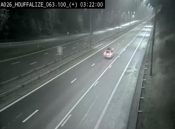 Webcam autoroute des Ardennes (E25/A26) à hauteur d'Houffalize. Vue orientée vers Baraque de Fraiture