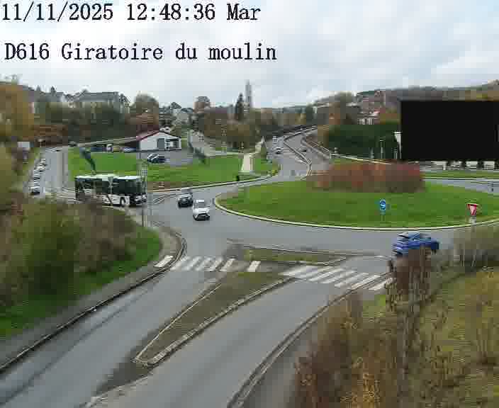 Webcams sur la D616, sur le contournement d'Audun-le-Tiche. Vue orientée vers le rond-point du Moulin, en provenance du Luxembourg
