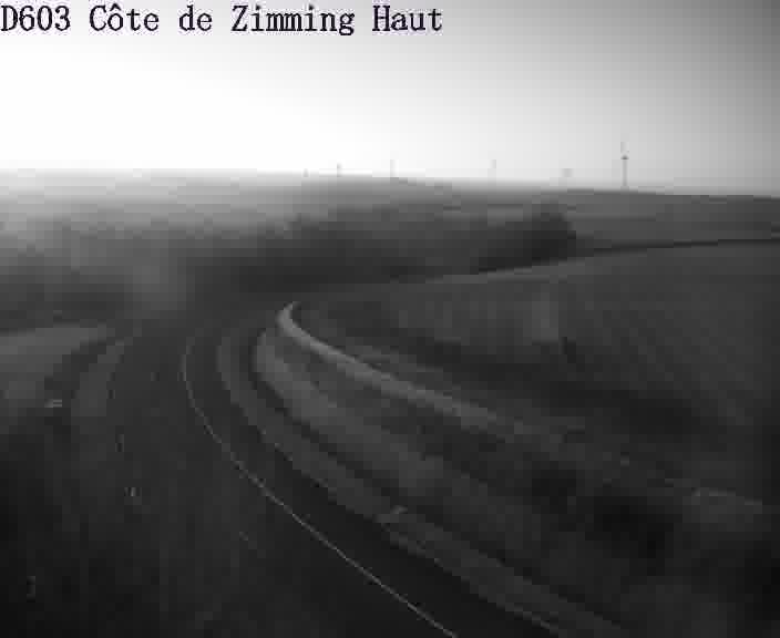Webcam sur la D603 située en haut de la Côte de Zimming. Vue orientée vers Saint-Avold.