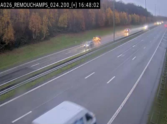 Webcam à hauteur de Spa entre la sortie Remouchamps et la sortie Stavelot. Vue orientée vers les Ardennes