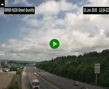 Webcam routière sur N338 à hauteur de Grand-Quevilly en périphérie de Rouen. Vue orientée vers Rouen