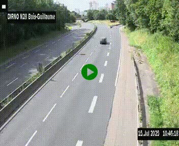 Webcam routière à hauteur de Bois-Guillaume en périphérie de Rouen. Vue orientée vers Rouen