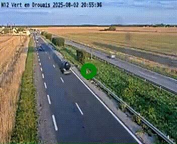 Webcam à hauteur de Vert-en-Drouais sur la N12, en périphérie de Dreux. Vue orientée vers Alençon