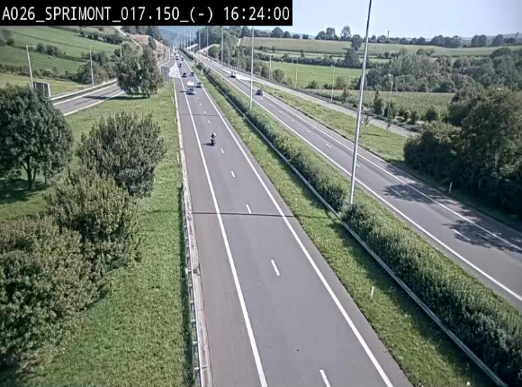 Webcam E25 (A26) à hauteur de Sprimont en direction de Liège et en provenance de Bastogne