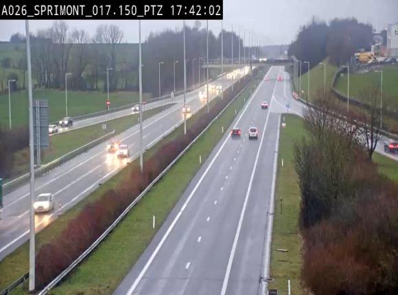 Webcam A26 (E25) à Sprimont, sur l'autoroute entre Liège et Arlon. Vue orientée vers le Luxembourg