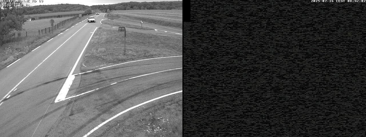Webcam à Bellefontaine dans les Vosges à 552 mètres d'altitude sur la D63, à la jonction avec la D20A
