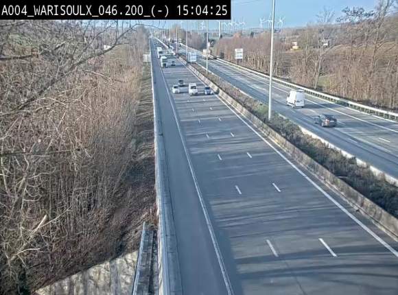 Webcam sur l'E411 à proximité de la jonction avec l'E42 à Warisoulx. Vue orientée vers le nord