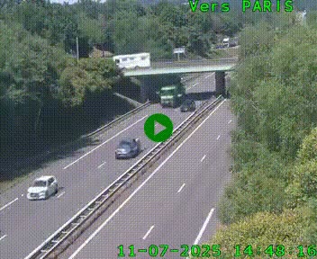 Caméra routière sur l'autoroute A20 au nord de Limoges, à la jonction avec la N520. Vue orientée vers Paris