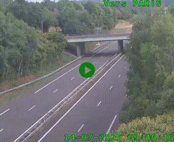 Caméra routière sur l'autoroute A20 au nord de Limoges, à la jonction avec la N520. Vue orientée vers Paris