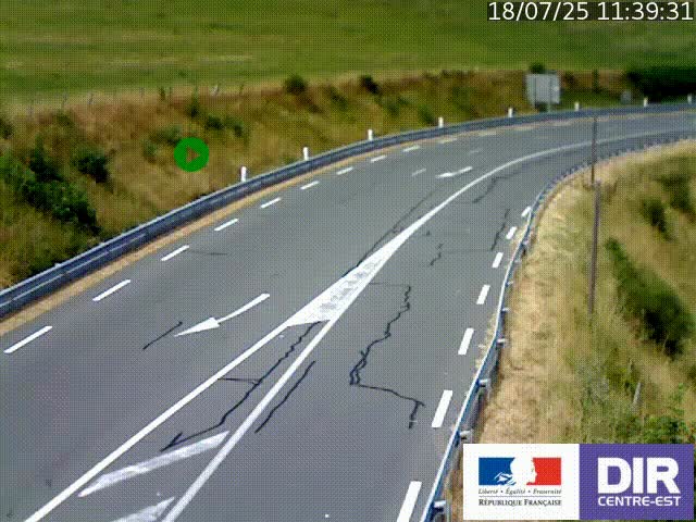 Webcam sur le col Pin Bouchain, vue orientée vers Roanne, en provenance de Lyon sur la nationale 7 (N7)