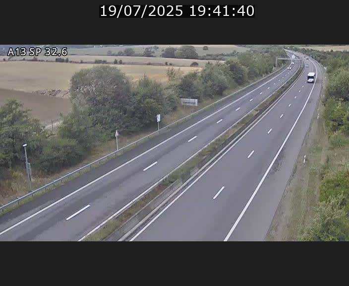 Webcam info trafic A13 à hauteur de Mondorf-les-bains. Vue orientée vers Altwies
