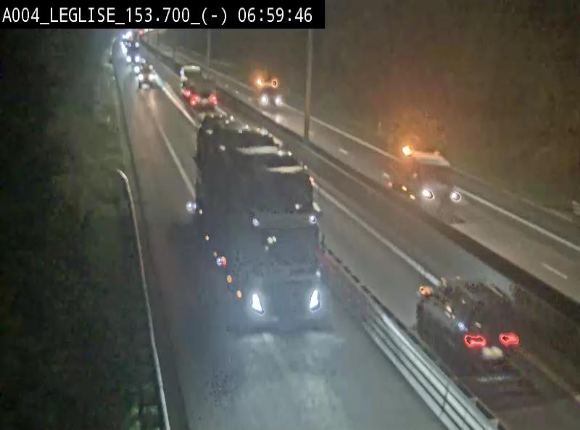 Webcam autoroute A4 (E411-E25) à Léglise, avant la jonction avec la N40. Vue orientée vers Bruxelles