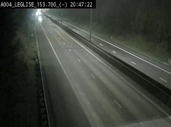 Webcam autoroute A4 (E411-E25) à Léglise, avant la jonction avec la N40. Vue orientée vers Bruxelles
