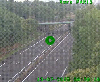 Caméra routière sur l'autoroute A20 au nord de Limoges, à la jonction avec la N520. Vue orientée vers Paris