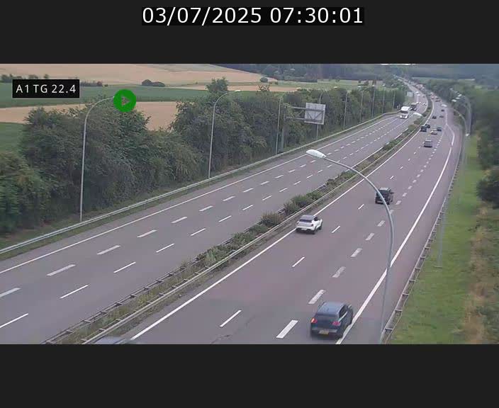 Traffic live webcam Luxembourg Flaxweiler - A1 direction Luxembourg - BK 22.4