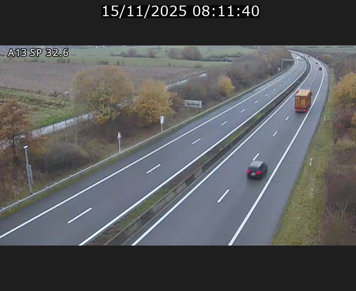 Webcam info trafic A13 à hauteur de Mondorf-les-bains. Vue orientée vers Altwies