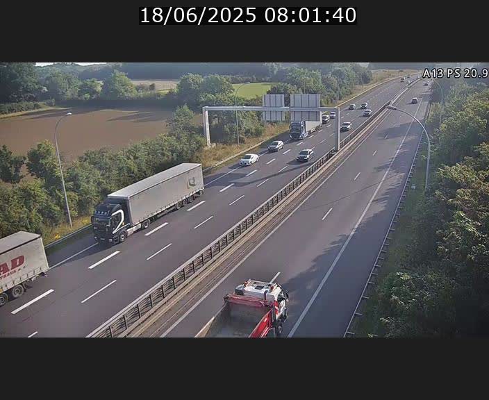 Traffic live webcam Luxembourg Croix de Bettembourg, rond-point d'Hellange - A13 direction Allemagne - BK 20.9