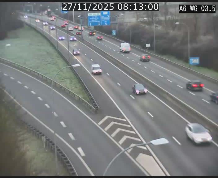 Traffic live webcam Luxembourg - Croix de Cessange - A6 - BK 3.5 - direction France/Allemagne