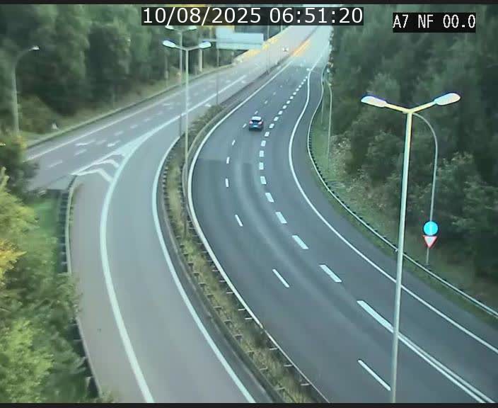 Caméra autoroute Luxembourg A7 - Echangeur A1/A7 Grünewald direction Tunnel Stafelter