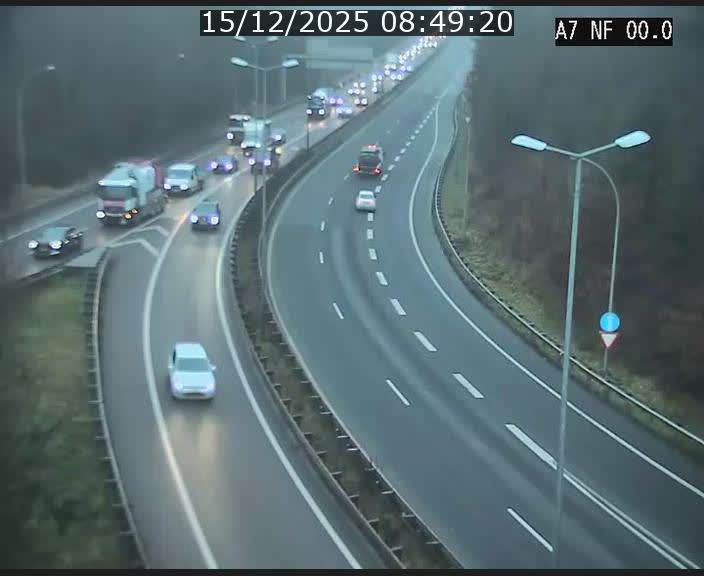 Caméra autoroute Luxembourg A7 - Echangeur A1/A7 Grünewald direction Tunnel Stafelter
