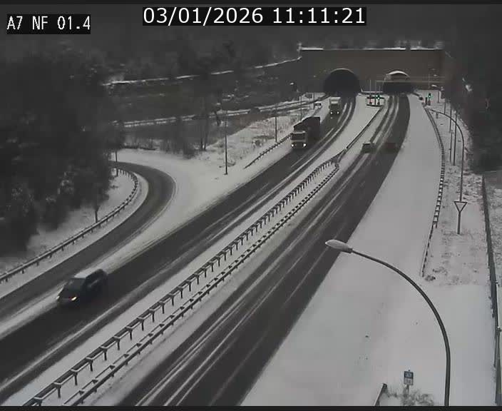 Caméra autoroute Luxembourg A7 - Echangeur Waldhaff - direction Tunnel Stafelter