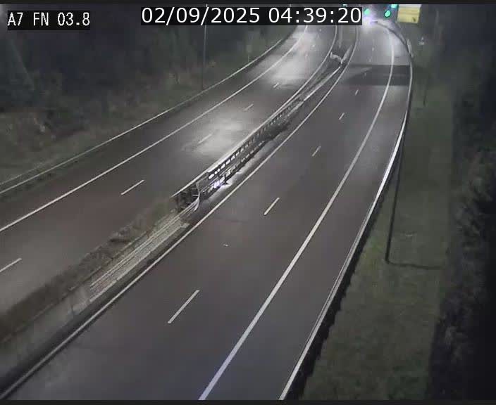 Caméra autoroute Luxembourg A7 - Passage à gibier Rëngelbour - direction Tunnel Stafelter