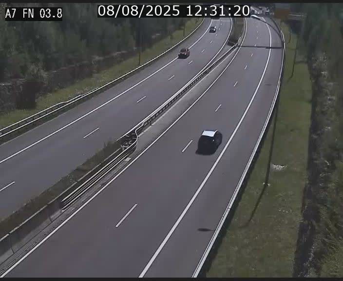Caméra autoroute Luxembourg A7 - Passage à gibier Rëngelbour - direction Tunnel Stafelter