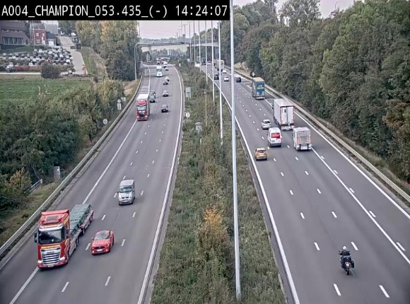 Webcam E411 à Champion, à proximité de Namur. Vue orientée vers Bruxelles