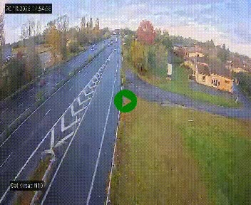Vue en direct de l'autoroute A10 grâce à un drône situé au-dessus du péage de Virsac