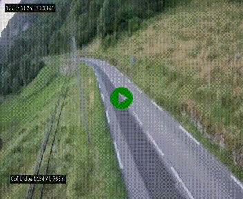 Webcam dans les Pyrénées Atlantique au niveau du col d'Urdos et du fort du Pourtalet sur la N134, en direction du Col et du tunnel du Somport, à 765 mètres d'altitude