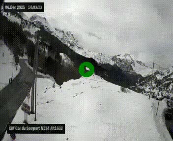 Webcam au col du Somport, côté français, sur la N134, dans les Pyrénées, en direction de l'Espagne, à 1632 mètres d'altitude