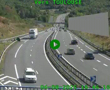 Caméra routière sur l'autoroute A20 à Noailles, en périphérie de Brive-la-Gaillarde. Vue orientée vers Toulouse
