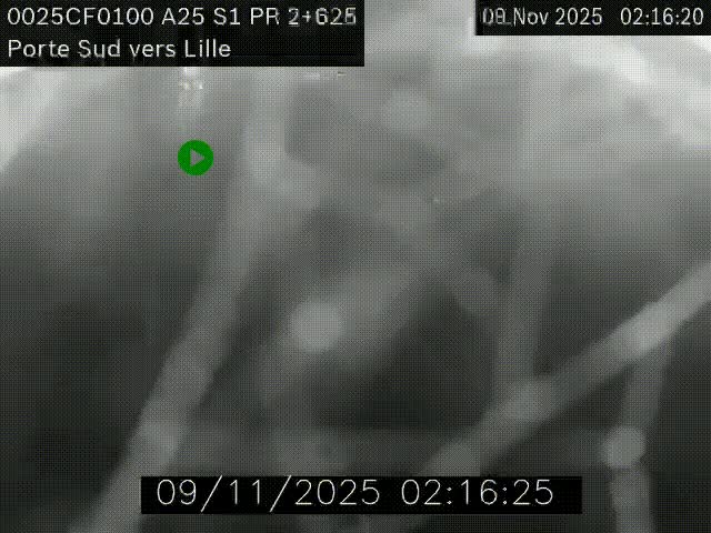 Webcam autoroute A25 sur le périphérique de Lille à hauteur de Lille-Sud et la sortie 3 Faches-Thumesnil. Vue orientée vers Lille-Centre.