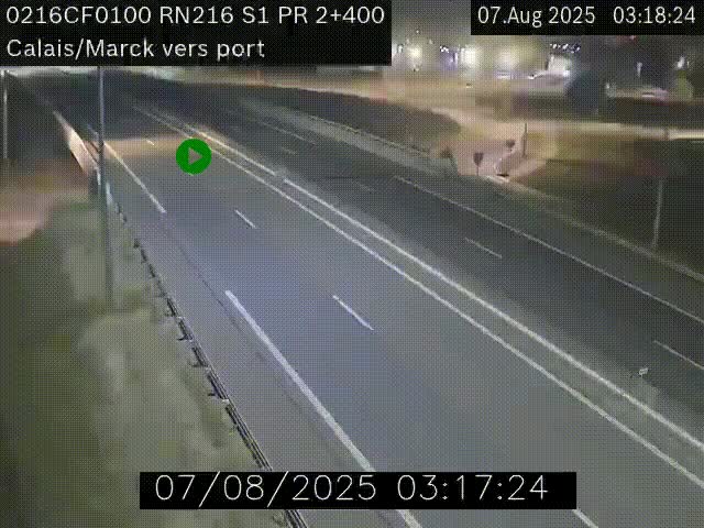Webcam à Calais sur A216 (N216) en direction du port (harbour) de Calais.
