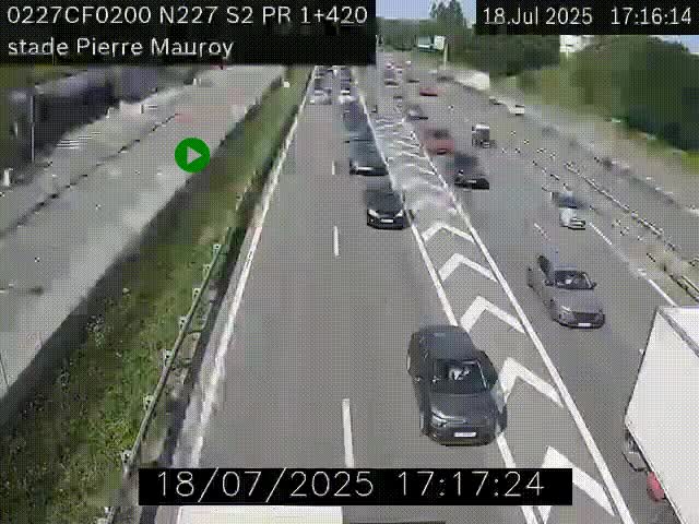 Webcam à hauteur du Stade Pierre Mauroy à Villeneuve d'Ascq sur la N227. Vue orientée vers Mons-en-Baroeul