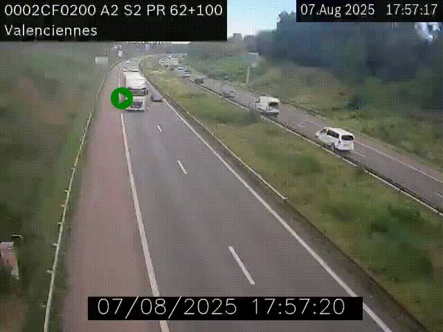 Webcam autoroute A2 à Valenciennes. Vue orientée vers Maubeuge et Mons (Belgique)