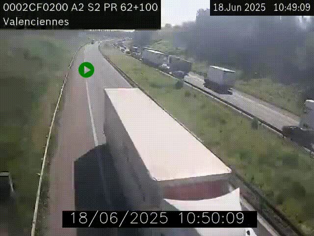 Webcam autoroute A2 à Valenciennes. Vue orientée vers Maubeuge et Mons (Belgique)